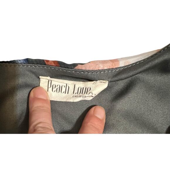 Peach Love High Low Floral Maxi Size Small Gray Pink Blue V-Neck Flutter Sleeves - Picture 4 of 13